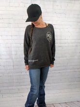 Load image into Gallery viewer, Charcoal/Black Tri-Blend Wide Neck Sweatshirt

